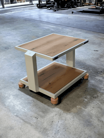 Rack mobiletto hi-fi Demaudio aurea basic line Demaudio personalizzato bianco con rovere Rack hi-fi artigianale Aurea Basic Line per impianti audio