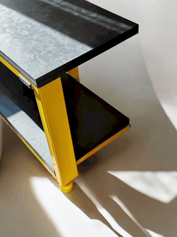 ExTrema evo Demaudio rack antivibrazione e su misura personalizzato giallo vista laterale Demaudio rack serie Extrema EVO classic per impianti alta fedeltà