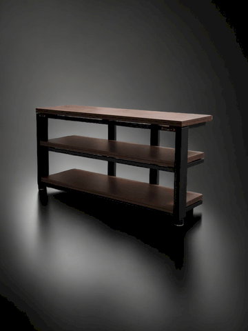 ExTrema evo Demaudio rack antivibrazione e su misura personalizzato nero con ripiani corten Mobile hi-fi artigianale ExTrema Evo Demaudio