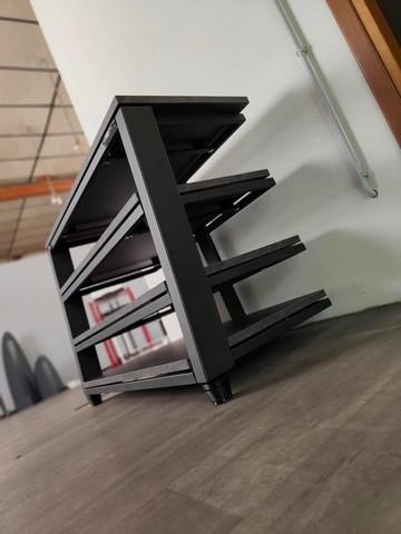 Demaudio EVO torre di Pisa rack nero con finitura ardesia 4 ripiani Mobile hi-fi artigianale ExTrema EVO torre di Pisa Demaudio