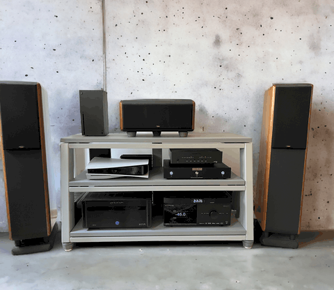 Demaudio EVO torre di Pisa rack grigio chiaro versione 3 ripiani av Mobile hi-fi artigianale ExTrema EVO torre di Pisa Demaudio av