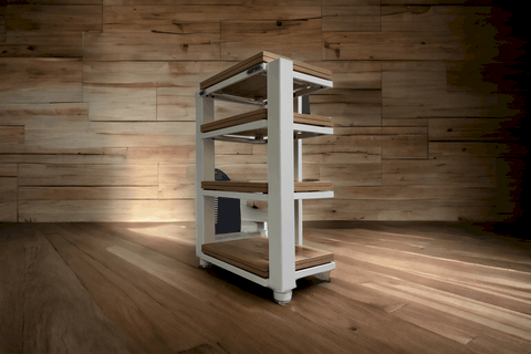 Demaudio ExTrema classic soggiorno personalizzato con materiali antivibrazione brevettati Mobile hi-fi artigianale ExTrema Classic su misura a Demaudio tower